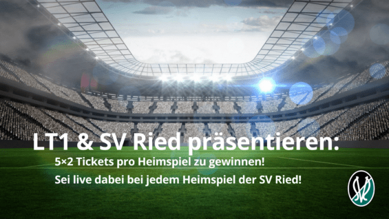 LT1 & SV Ried präsentieren 5×2 Tickets pro Heimspiel zu gewinnen! Sei live dabei bei jedem Heimspiel der SV Ried!
