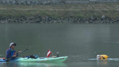 Extremschwimmer Donau
